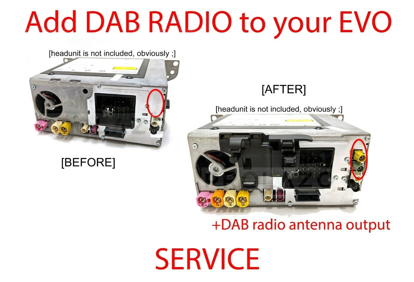 BMW EVO ID5 ID6 DAB radio port antenna retrofit service